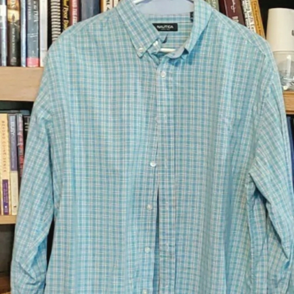 NAUTICA Men's Plaid Long Sleeve Casual Button Down Shirt Size XL 100% Cotton